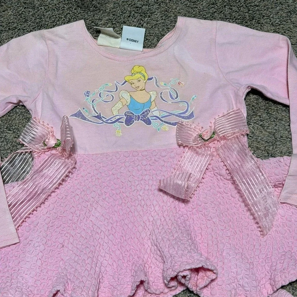 Vintage Disney Store Cinderella Girls Dress & Leggings Set Pink Size 5/6